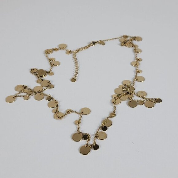 Lia Sophia Gold Tone Dangle Circle Charm Necklace 37" Opera Length Flapper - Picture 5 of 8